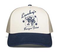 Lucky Brand Gorra de Camionero | Snapback | Ajustable | Parte Trasera de Malla | Retro | Gorra de béisbol | Golf | Pesca | American Heritage, Burger Joint - Azul Marino, Talla única