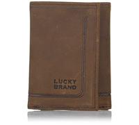 Lucky Brand Hombres Ranurado Cuero RFID Trifold, Marrón, OSFA, Marrón, Taglia Unica