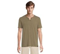 Lucky Brand Men's Burnout Button Notch Neck Shirt, Dark Olive, L