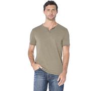 Lucky Brand Men's Burnout Button Notch Neck Shirt, Dark Olive, S