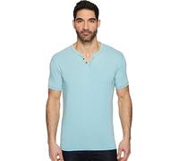 Lucky Brand Men's Burnout Button Notch Neck Shirt, Delphinium Blue, S