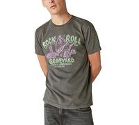 Lucky Brand Men's Rock & Roll Graveyard tee Camiseta, Raven, Small para Hombre