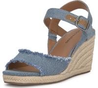 Lucky Brand Mindra Sandalia de cuña para mujer, Azul (Denim), 35.5 EU Ancho