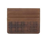Lucky Brand Tarjetero de Piel con Relieve para Hombre, Piel con Relieve a Cuadros, Color marrón, Talla única