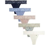 Lucky Brand Women's Underwear - 5 Pack Microfiber Thong Panties (S-XL), Size Large, Blue Iris/Sphinx/Gardenia Ladera Heights/Stonewash/Abbey Stone Market Floral