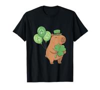 Lucky Capybara Holding Shamrock Irish St Patrick's Day Camiseta