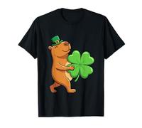Lucky Capybara Holding Shamrock Irish St Patrick's Day Camiseta