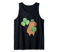 Lucky Capybara Holding Shamrock Irish St Patrick's Day Camiseta sin Mangas