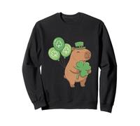Lucky Capybara Holding Shamrock Irish St Patrick's Day Sudadera