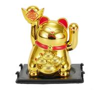 Lucky Cat, 2 pulgadas para Mini gato de la fortuna que agita automáticamente para salpicadero de coche, cajero y mostrador (oro brillante)