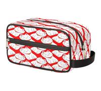 Lucky Cat - Bonita bolsa de maquillaje para mujeres, hombres, niños, niñas, niños, niñas, niños, bolsa de lavado de gatos japoneses, bolsa de viaje para artículos de aseo personal, organizador de
