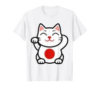 Lucky Cat Maneki Neko Fortune Emblema Icono Camiseta
