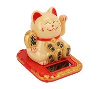 Lucky Cat Mini Linda Sonrisa Energía Solar Riqueza y Tesoro Que Trae Adorable Maneki Neko para Dormitorio Oficina (Yellow)