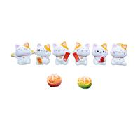 Lucky Cats Ornaments Wealth Cats 8Pcs Figurines Set Fortune Miniature