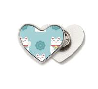 Lucky Cats Totem Japón - Broche de metal con diseño de corazón