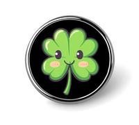 Lucky Clover - Broche redondo para solapa o corbata, accesorios de vestir, boda, cumpleaños, para hombres y mujeres, Circular, Metal
