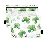 Lucky Clover - Estuche para lápices del día de San Patricio para carpeta de 3 anillos, bolsa con cremallera con ventana transparente para oficina, paquete de 2, multicolor, one sizex2, Estuche para