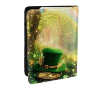 Lucky Clover Forest and Gold Coin Trail - Soporte para pasaporte, funda de viaje de piel sintética para pasaporte, organizador para hombres y mujeres, 6.5 pulgadas, Black, Talla única