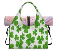 Lucky Clover Leaves - Bolsa deportiva de lona para mujeres y hombres, bolsa de fin de semana con compartimento para zapatos, bolsa de hombro para yoga, gimnasio, viajes, color, L, Organizador de