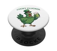 Lucky Clucker Día de San Patricio Cerveza Pollo PopSockets PopGrip Adhesivo