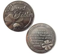 Lucky Coin Dearest Father, Querido Padre Buena Suerte Monedas Mensaje Grabado Recuerdo Set de Regalo Charm