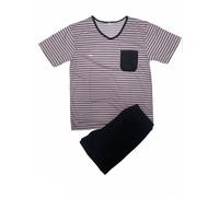 Lucky Conjunto de pijama corto para hombre, diseño de rayas, tallas M-5XL, algodón, talla grande, burdeos, 5XL