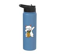 Lucky Dabbing Cat Lindo Maneki Neko Kawaii Arte de anime japonés Stainless Steel Insulated Water Bottle