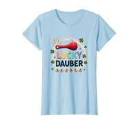 Lucky Dauber Bingos Charm Clover Juego Noche Diversión Camiseta, Mujer, Azul Bebé, L