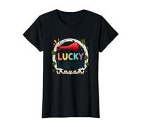 Lucky Dauber Bingos Charm Clover Juego Noche Diversión Camiseta, Mujer, Negro, L