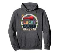 Lucky Dauber Bingos Charm Clover Juego Noche Diversión Sudadera con Capucha, Unisex para Adultos, Jaspeado Oscuro, XXL