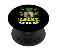 Lucky Dog Briard Leprechaun Funny St Patricks Day PopSockets PopGrip Adhesivo