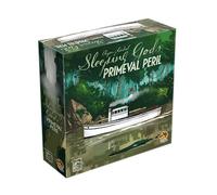 Lucky Duck Games| Sleeping Gods: PRIMEVAL Peril | Juego de Mesa Autónomo | Versión Español| Juego Narrativo de Misiones con Atlas, Reglas Simplificadas, Nuevas Cartas | 13+ Años | 1-2 Jugadores |60