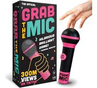 Lucky Egg Emocionante Grab The Mic - El Juego de Karaoke Familiar para niños Mayores de 8 años, 2-10 Jugadores - Juego de Mesa para Malos Cantantes - 250 Tarjetas con Letras para Divertidas Noches de