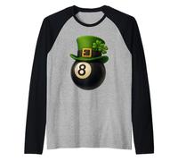 Lucky Eight 8 Ball Shirt with Shamrock and Four Leaf Clover Camiseta Manga Raglan