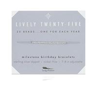 Lucky Feather Regalos de feliz cumpleaños número 25 para mujer, pulsera de cuentas bañadas en oro de 14 quilates en cordón ajustable de 7 a 8 pulgadas, regalo de cumpleaños para ella, Metal, NA