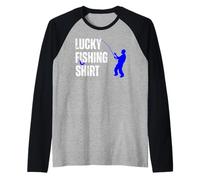 Lucky Fishing Dads Moms Go Carp Bass Fishing Night Fishing Camiseta Manga Raglan