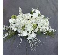 Lucky flower Centro de Mesa de Flores Artificiales Blancas y Verdes, arreglo Floral de hortensias de Seda, Lirios de Cala con Verde en Cascada para Arco de Boda (White&Green,100cm)