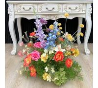 Lucky flower Conjunto Floral Artificial Estilo Pintura al óleo - Flor de Pasillo y Tira de Flores de 1 m, Flores Falsas de Seda para Pasillo de Boda, telón de Fondo de Arco (Colorful,50cm)