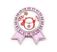 Lucky Fortune - Broche con diseño de gato y flor de Japón, color rosa, Medium, Metal