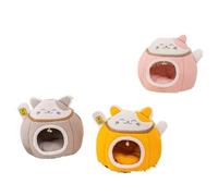Lucky Fortune Cat - Cama para mascotas - Caseta redonda semiabierta cálida de invierno (rosa)