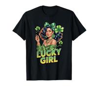 Lucky Girl Glam Shamrock St Patricks Day Cute Irish Camiseta