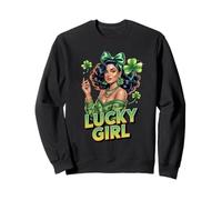 Lucky Girl Glam Shamrock St Patricks Day Cute Irish Sudadera
