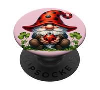 Lucky GNOME Graphic For Girls and Women Pink Ladybug PopSockets PopGrip Adhesivo