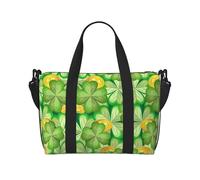 Lucky Gold Clover - Bolsas de viaje duraderas para mujer, bolsas de viaje duraderas, bolsas de gimnasio para viajes nocturnos, color negro, talla única
