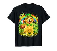 Lucky Golden Retriever St Patrick’s Day Rainbow Shamrock Camiseta