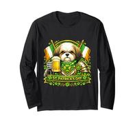 Lucky Havanese St Patrick’s Day Green Beer Shamrock Manga Larga