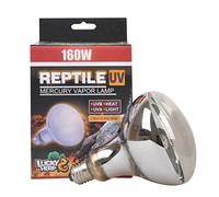 LUCKY HERP Bombilla de vapor de mercurio R115 de 160 W, 220-240 V, E27, lámpara de calor transparente para reptiles con UVA UVB, luz solar todo en uno de penetración profunda