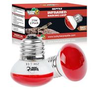 LUCKY HERP Lámpara de calor para reptiles - Lámpara de infrarrojos 25 W para reptiles, paquete de 2 unidades, para anfibios