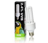 LUCKY HERP UVA UVB Bombilla para pájaros 2.4 UVB 20W Lámpara fluorescente compacta para todo tipo de pájaros cautivos