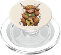 Lucky Highland Cow Maneki Neko Funny Granja de Anime japonés PopSockets PopGrip para MagSafe